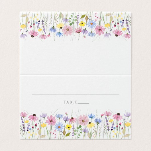 Romantic Boho Garden Wildflower Wedding Place Card (外部フラット)