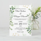 Romantic Boho Greenery Wedding Anniversary Invitat 招待状 (スタンド正面)