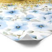 Romantic Boho Light Blue Gold Wedding Custom Sign ポスター (角)