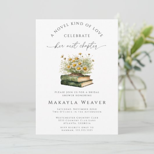 Romantic Boho Next Chapter Florals Bridal Shower 招待状 (スタンド正面)