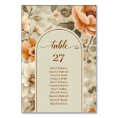 Romantic Boho Rust Ivory Olive Floral Table Number テーブルナンバー (正面)