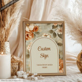 Romantic Boho Terracotta Sage Green Personalized  ポスター