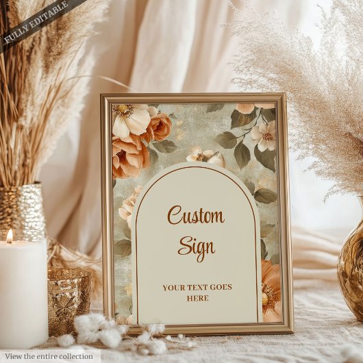 Romantic Boho Terracotta Sage Green Personalized  ポスター