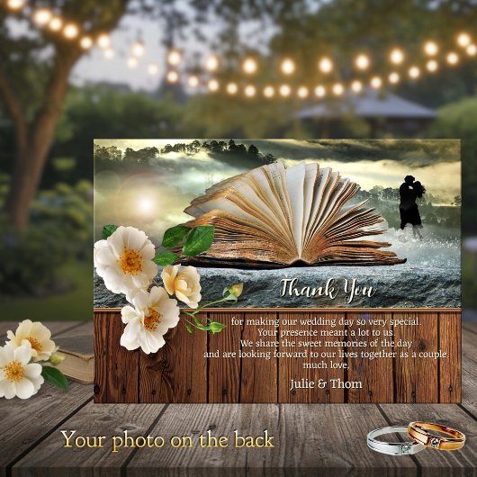 Romantic Book Lovers Wedding Thank You Card セーブザデート