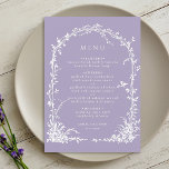 Romantic Botanical Arch Garden Lavender Wedding メニュー<br><div class="desc">This wedding menu features an arched trellis adorned with florals,  botanical foliage,  and a small bird. For more advanced customization of this design,  please click the BLUE DESIGN TOOL BUTTON above!  Matching items are also available.</div>