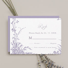 Romantic Botanical Arch Garden Lavender Wedding 出欠カード