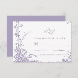 Romantic Botanical Arch Garden Lavender Wedding 出欠カード
