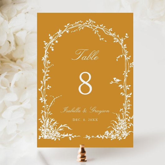Romantic Botanical Arch Garden Wedding Amber テーブルナンバー