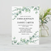 Romantic Botanical Eucalyptus Greenery Wedding 招待状 (スタンド正面)