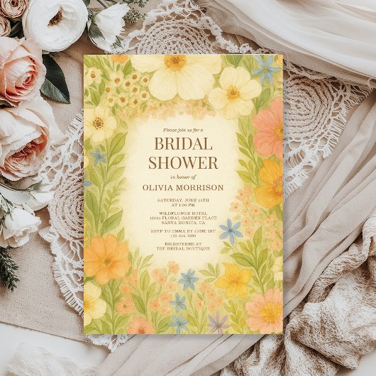 Romantic Botanical Garden Floral Bridal Shower 招待状