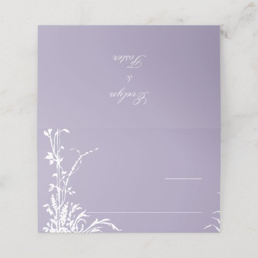 Romantic Botanical Garden Lavender Wedding プレイスカード (外部開封)
