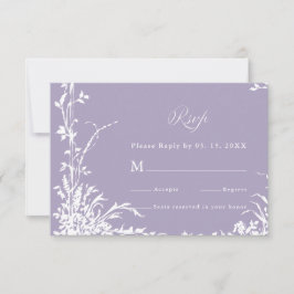 Romantic Botanical Garden Lavender Wedding 出欠カード
