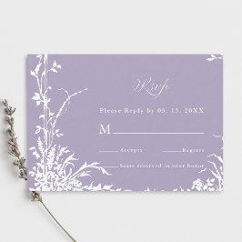 Romantic Botanical Garden Lavender Wedding 出欠カード