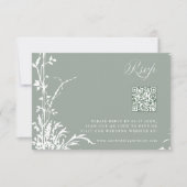 Romantic Botanical Garden Wedding Sage Green 出欠カード (正面)