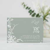 Romantic Botanical Garden Wedding Sage Green 出欠カード (スタンド正面)