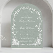 Romantic Botanical Garden Wedding Sage Green Arch 招待状