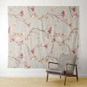 Romantic Botanical Wall Tapestry – Heart Blossom タペストリー (インサイチュ(横))