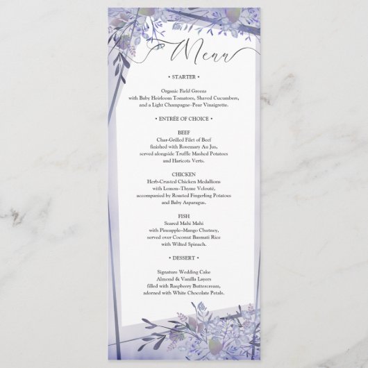 Romantic Botanical Wedding Reception Menu プログラム (正面)