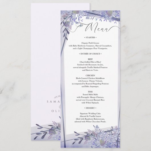 Romantic Botanical Wedding Reception Menu プログラム (正面/裏面)