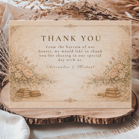 Romantic Botanical Wildflower Garden Wedding サンキューカード