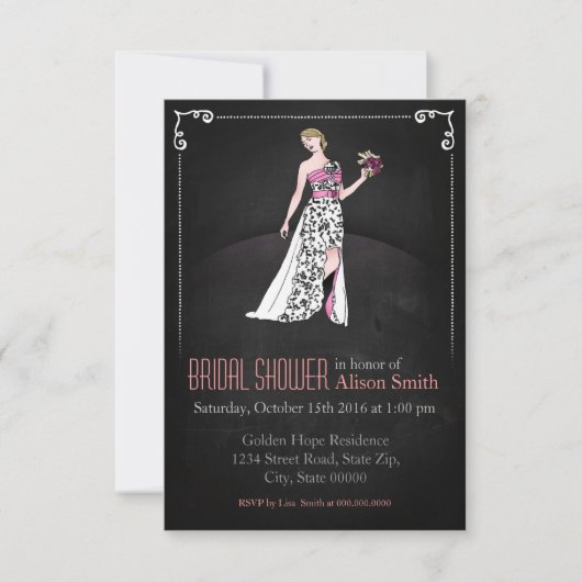 Romantic Bridal shower modern invitation 招待状 (正面)