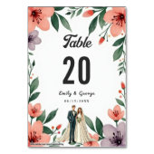 Romantic Bride And Groom Floral Garden Wedding テーブルナンバー (正面)
