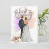 Romantic Bride & Groom with Balloons 招待状 (スタンド正面)
