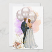 Romantic Bride & Groom with Balloons 招待状 (裏面)