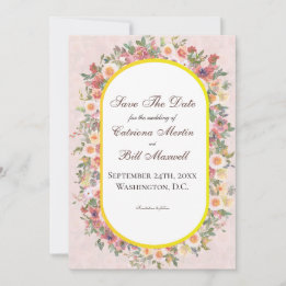 Romantic Bright Garden Floral Save The Date Card 招待状