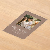 Romantic Brown Photo Elegant Wedding Save the Date アクリル招待状 (レイダウン)