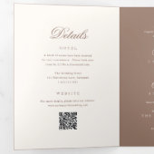 Romantic Brown QR Code Elegant Wedding 三つ折り招待状 (内部最初)
