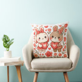 Romantic Bunny Couple Decorative Pillow クッション (椅子)