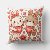 Romantic Bunny Couple Decorative Pillow クッション (裏面)