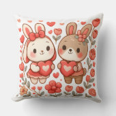 Romantic Bunny Couple Decorative Pillow クッション (正面)