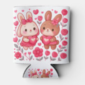 Romantic Bunny Couple Heart Can Cooler 缶クーラー (正面)