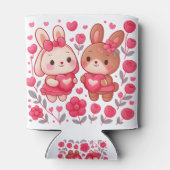 Romantic Bunny Couple Heart Can Cooler 缶クーラー (裏面)