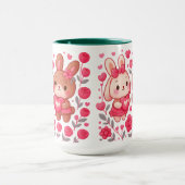 Romantic Bunny Couple Heart Ceramic Mug マグカップ (中央)