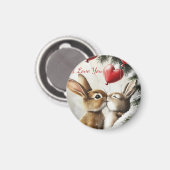Romantic Bunny Couple Valentine's Day Magnet マグネット (正面/裏面)