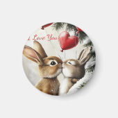 Romantic Bunny Couple Valentine's Day Magnet マグネット (正面)