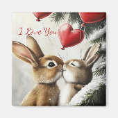 Romantic Bunny Couple Valentine's Day Magnet マグネット (正面)