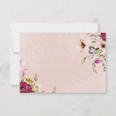 Romantic Burgundy Blush Floral Garden Wedding 出欠カード (裏面)