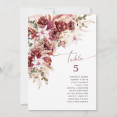 Romantic Burgundy Blush Floral Wedding Table No ノートカード (正面)