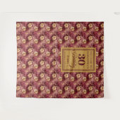 Romantic Burgundy Blush Gold 30th Birthday Banner タペストリー (正面(横))