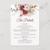 Romantic Burgundy & Blush QR Code Wedding Details  エンクロージャーカード (正面)