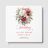 Romantic Burgundy Blush Wedding Guest Book Boho ゲストブック (正面)