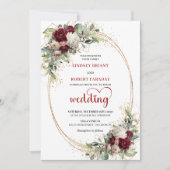 Romantic Burgundy Bohemian Floral Wedding Invite 招待状 (正面)