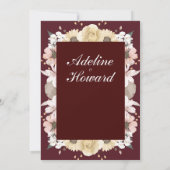 Romantic Burgundy Floral Wedding Invitation card 招待状 (裏面)