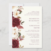 Romantic Burgundy Floral Wreath Invitation 招待状 (正面)