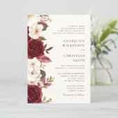 Romantic Burgundy Floral Wreath Invitation 招待状 (スタンド正面)