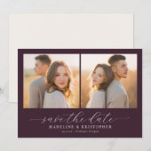 Romantic Burgundy Photo Collage セーブザデート (正面/裏面)